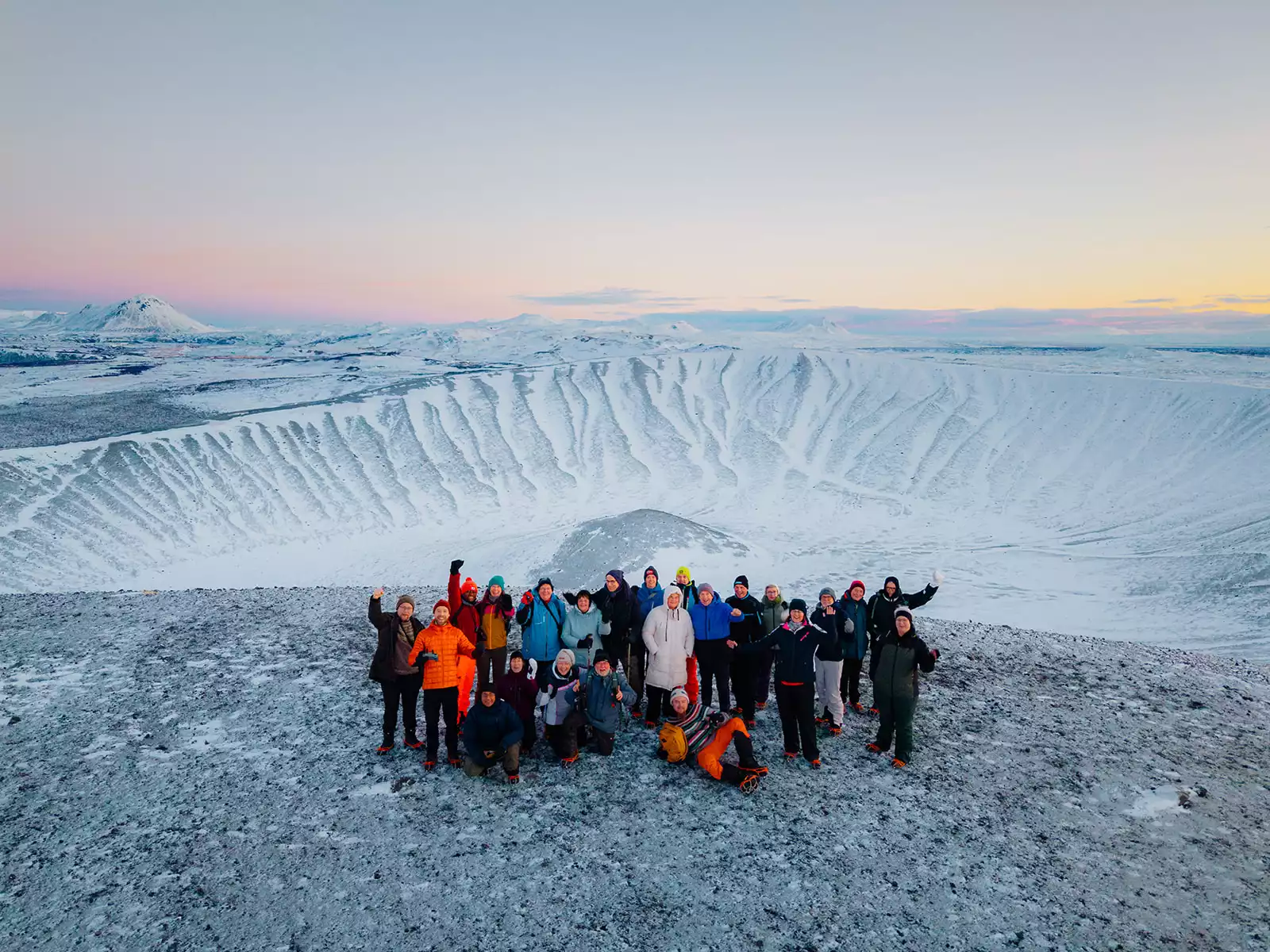Zonsopkomst op de Hverfjell krater en Skútustaðir excursie
