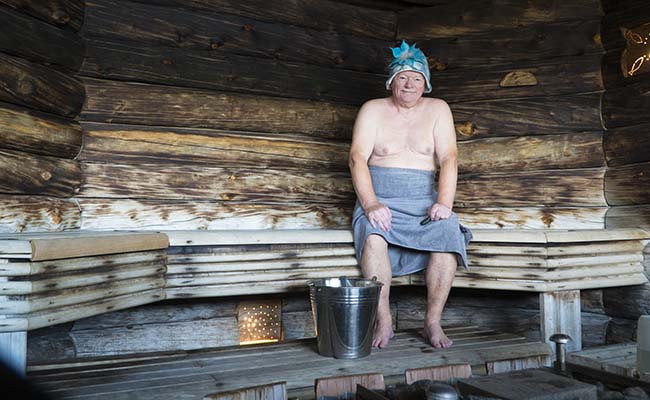 Svante Spolander in sauna