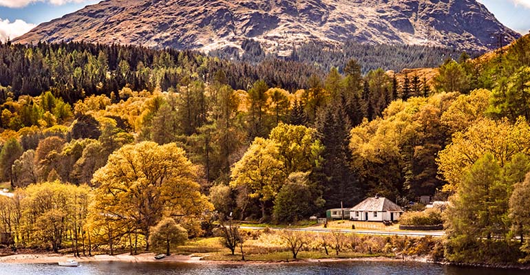 Frisse lucht in Schotland tijdens herfst